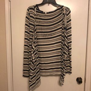 Thin navy blue and cream striped cardigan